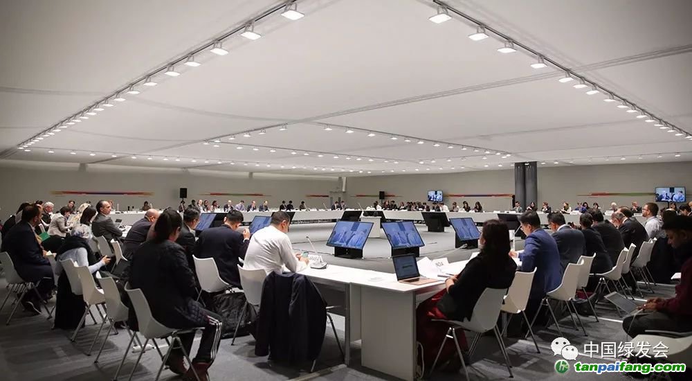 代表們在締約方會議主席會議上就談判成果進行磋商。（來源：IISD/ENB）