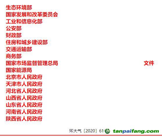 關(guān)于印發(fā)《京津冀及周邊地區(qū)、汾渭平原2020-2021年秋冬季大氣污染綜合治理攻堅(jiān)行動(dòng)方案》的通知【環(huán)大氣〔2020〕61號(hào)】